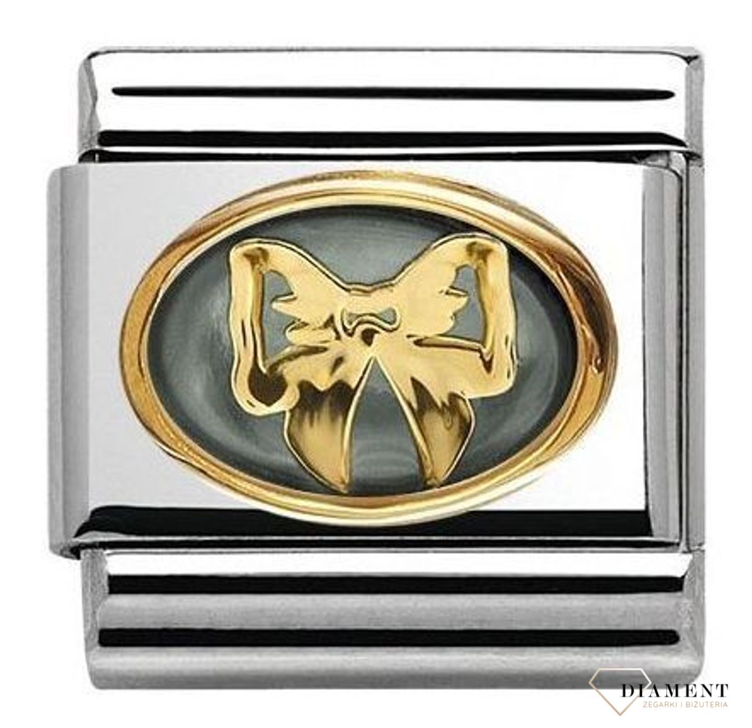 Nomination - Link 18K zawieszka złoto 'Kokarda w Szarej Masie Perłowej' 030517 02 biżuteria nomination nomination zawieszki nomination baza.jpg